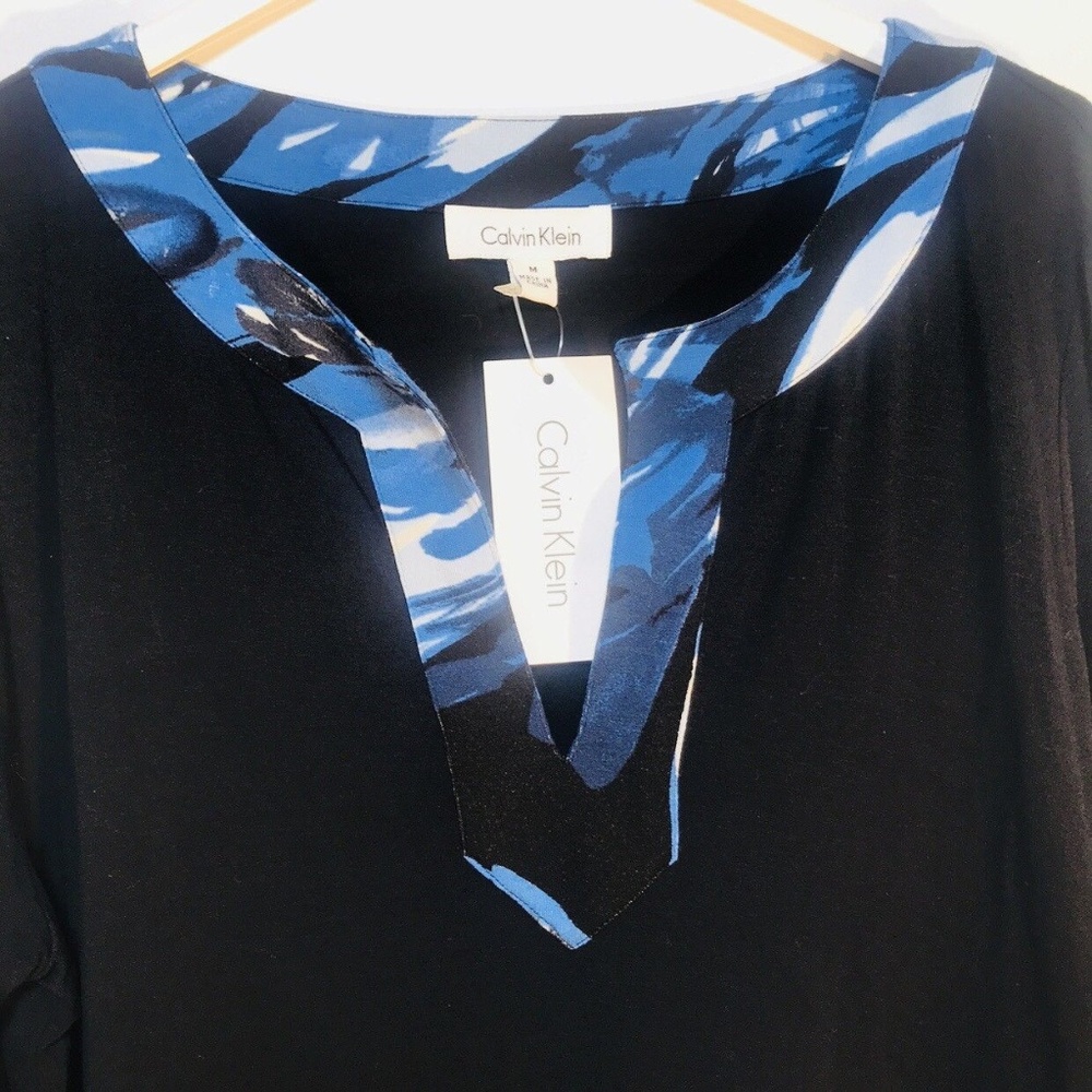 CALVIN KLEIN TUNIC BLOUSE NEW WITH TAGS BLACK/SZ/M - Picture 3 of 5